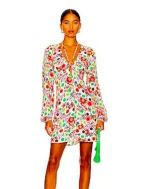 AFRM Caprice Mini Dress In Summer Daisy Bouquet Size L
